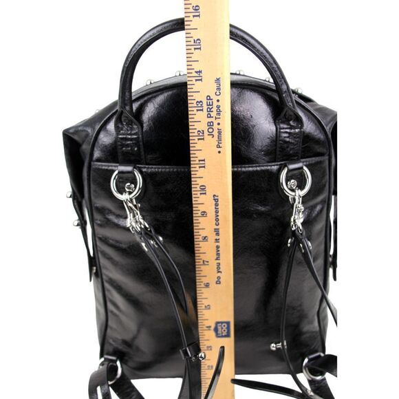 REBECCA MINKOFF BLACK GENUINE LEATHER BACKPACK CONVERTIBLE SHOULDER BAG PURSE - Picture 11 of 13